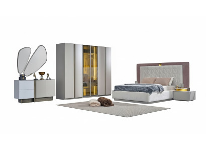 Komplette Schlafzimmermöbel Doppelbett Bett Weiß Luxus Set 7tlg Holz