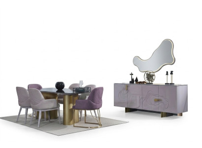Essecke Esszimmermöbel Essgruppe Esstisch Set Esszimmer 9tlg Rosa Holz