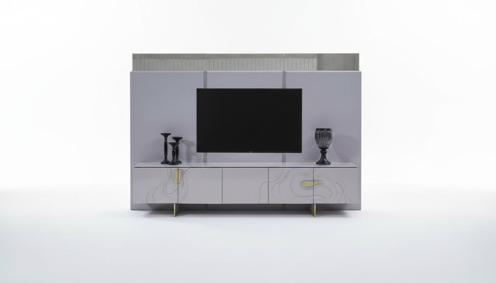 Sideboard RTV Lowboard TV Ständer Rosa Holz Modern Wohnzimmer Schrank