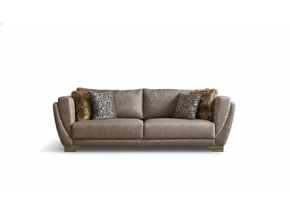 Luxus Dreisitzer Couch Sofa 3 Sitzer Braun Stoff Stoffsofa Polstersofa