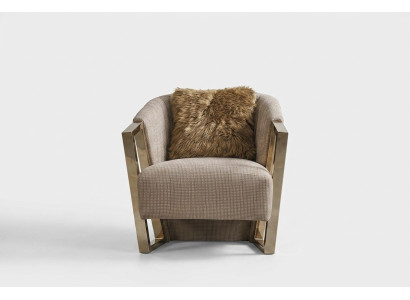 Moderne Sessel Einsitzer Stoff Wohnzimmer Braun Polster Sitzer Sitz