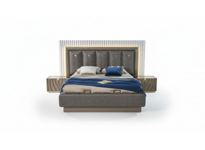 Doppelbett Komplette Schlafzimmer Bett Braun Set 3tlg Nachttische Holz