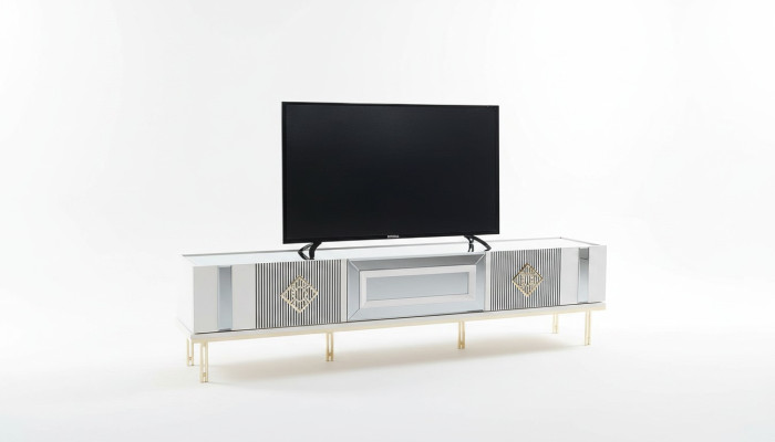 Sideboard RTV Lowboard TV Ständer Holz Weiß Wohnzimmer Tisch Schrank