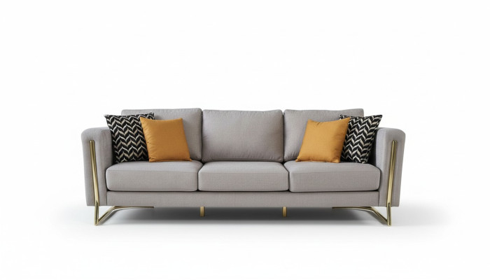 Dreisitzer Couch Sofa 3 Sitzer Grau Stoff Stoffsofa Polstersofa Modern