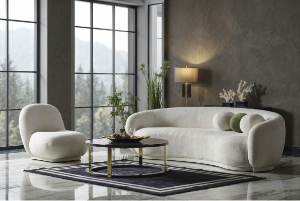 Sofagarnitur Garnitur Stoffsofa Weiß Polstersofa Modern Set 2tlg Sofa