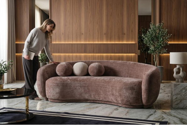 Dreisitzer Couch Sofa 3 Sitzer Braun Stoff Stoffsofa Polstersofa Luxus