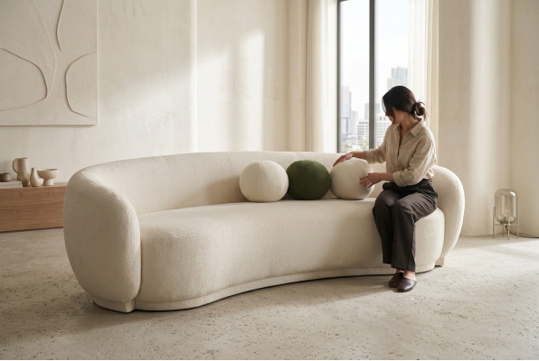 Modern Stoffsofa Dreisitzer Couch Sofa 3 Sitzer Weiß Stoff Polstersofa