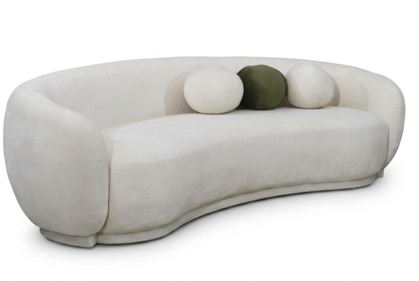 Modern Stoffsofa Dreisitzer Couch Sofa 3 Sitzer Weiß Stoff Polstersofa