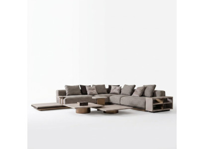 Wohnlandschaft Garnitur Wohnzimmer Ecksofa Sofa Couchtische 5tlg Grau