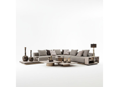 Ecksofa L form Wohnlandschaft Polstersofa Stoffsofa Grau Modern Sofa