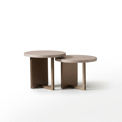 Gruppe Beistelltische Couchtisch Holz Tisch Set Beige Kaffeetisch 2tlg
