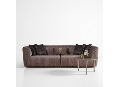 Modern Dreisitzer Sofa 3 Sitzer Polstersofa Stoffsofa Moderne Braun Sofas