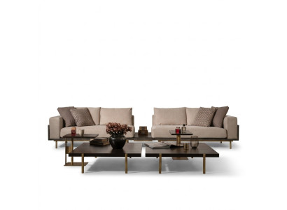 Viersitzer Sofa 4 Sitzer Polstersofa Stoffsofa Beige Moderne Tisch Neu