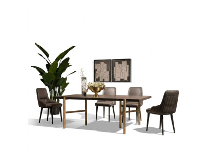 Esstisch Esszimmertisch Tisch Esszimmer Holz Braun Modern Gold Design