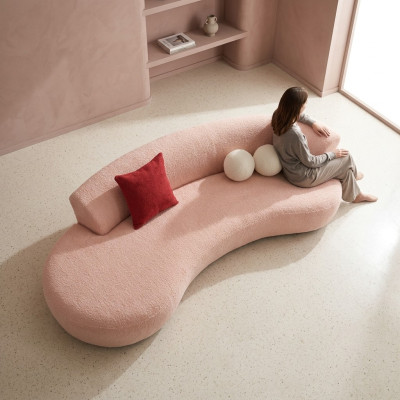 Couch Dreisitzer Stoffsofa Sofa 3 Sitzer Polstersofa Moderne Rosa