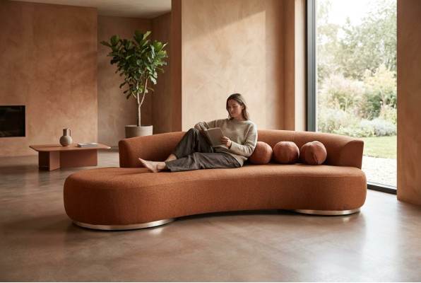 Moderne Polstersofa Dreisitzer Couch Sofa 3 Sitzer Stoffsofa Orange