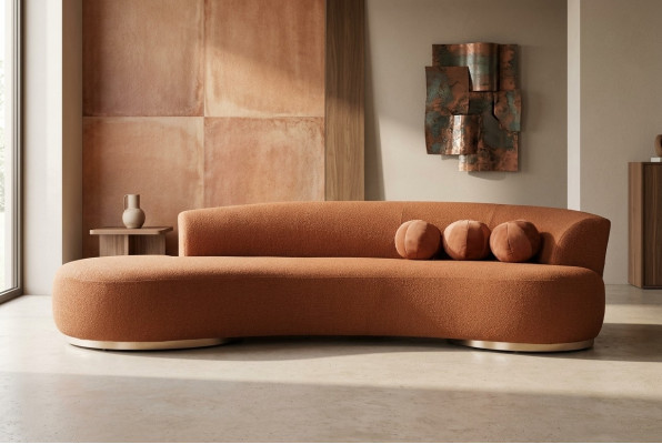 Moderne Polstersofa Dreisitzer Couch Sofa 3 Sitzer Stoffsofa Orange