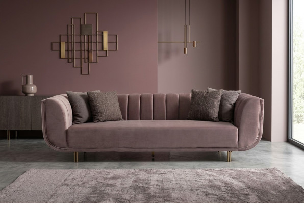 Moderne Couch Dreisitzer Sofa Polstersofa Stoffsofa Lila 3 Sitzer Neu