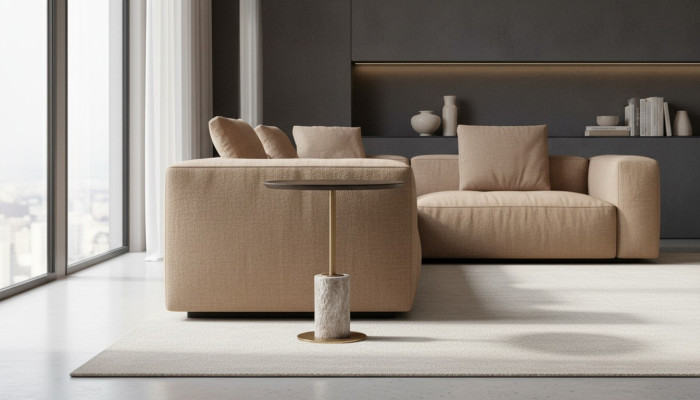 Beistelltisch Kaffeetisch Sofatisch Couchtisch Holz Braun Rund Tisch