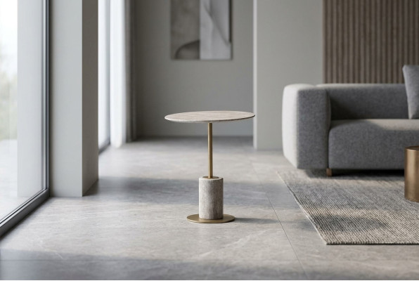 Kaffeetisch Beistelltisch Couchtisch Holz Sofatisch Rund Tisch Grau