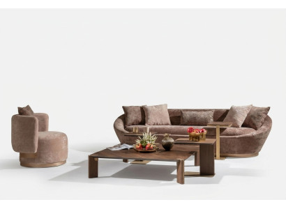 Couchgarnitur Sofagarnitur Stoffsofa Dreisitzer Sessel Beige Couch Set