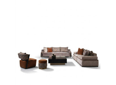 Komplette Couchgarnitur 431 Stoffsofa Sessel Sofas Gruppe Grau Tisch