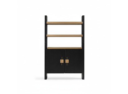 Schrank mit Regale Holzschrank Schranke Holz Schwarz Design Gold Neu