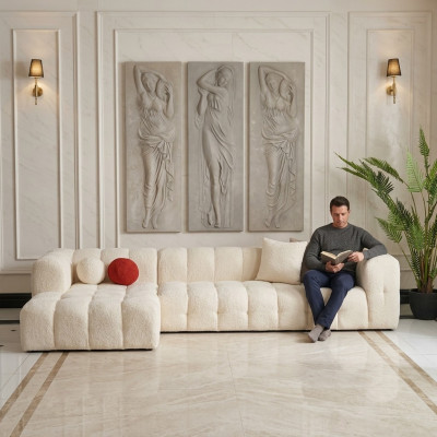Ecksofa Stoffsofa Polstersofa Moderne Luxus Sofa Relax Weiß Sofas