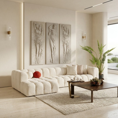 Ecksofa Stoffsofa Polstersofa Moderne Luxus Sofa Relax Weiß Sofas