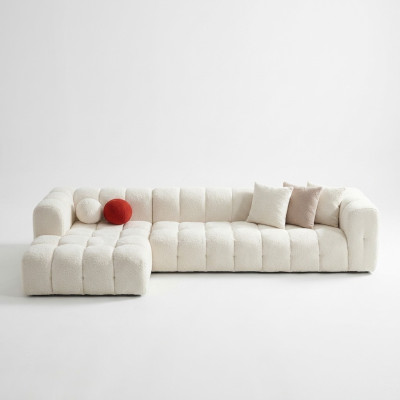 Ecksofa Stoffsofa Polstersofa Moderne Luxus Sofa Relax Weiß Sofas