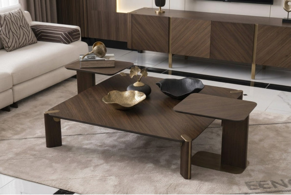 Gruppe 3tlg Couchtisch Beistelltische Kaffeetisch Braun Holz Set Tisch
