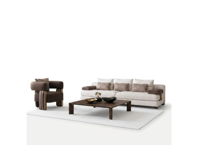 Komplette Couchgarnitur Sofa Sessel Braun Stoffsofa Polstersofa Tisch