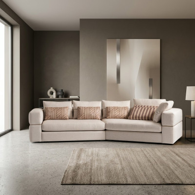Ecksofa Stoffsofa Polstersofa Beige Sofas Modern Wohnzimmer Design