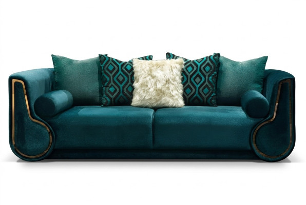 Dreisitzer Stoffsofa Sofa 3 Sitzer Polstersofa Modern Design Grün Neu