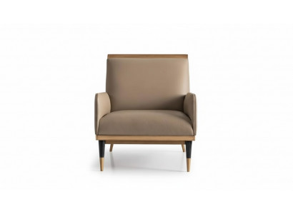 Sessel Einsitzer Sitzer Luxus Clubsessel Beige Kunstleder Wohnzimmer