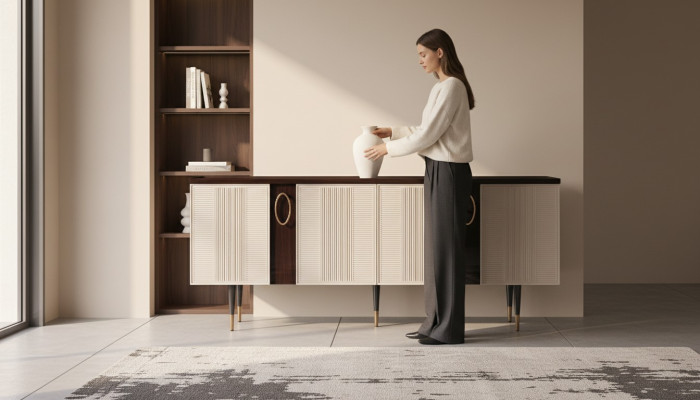 Sideboard Anrichte Kommode Holz Schrank Weiß Design Esszimmer Möbel