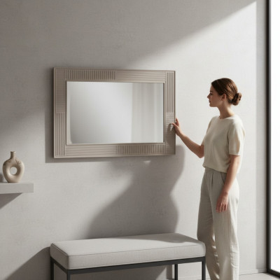 Spiegel Wandspiegel Dekospiegel Flurspiegel Luxus Modern Grau