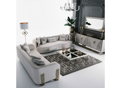 Komplette Couchgarnitur Dreisitzer Stoffsofa Set 8tlg Wohnzimmer Groß