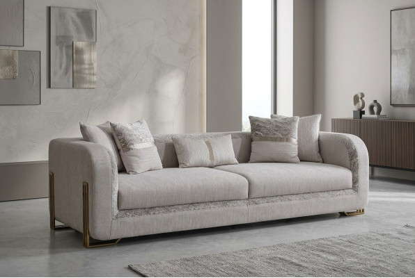 Dreisitzer Sofa 3 Sitzer Grau Polstersofa Stoffsofa Moderne Sofas