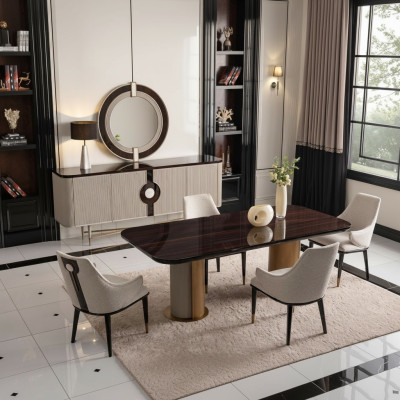 Essecke Esszimmer Essgruppe Luxus Esstisch Stühle Beige Holz Set 9tlg