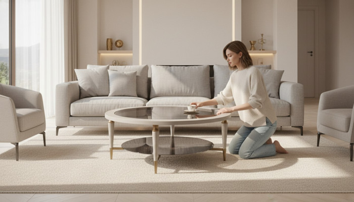 Couchtisch Beistelltisch Kaffeetisch Sofatisch Glas Wohnzimmer Beige
