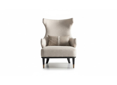 Luxuriöse Modern Ohrensessel Sessel Einsitzer Luxus Beige Stoff Modern Wohnzimmer