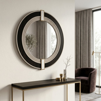 Spiegel Wandspiegel Dekospiegel Flurspiegel Moderne Schwarz Rund