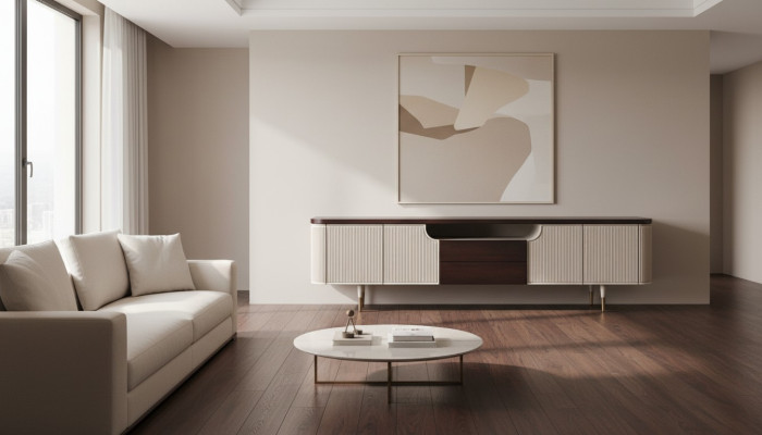 Sideboard TV Ständer RTV Lowboard Holz Beige Moderne Tisch Wohnzimmer