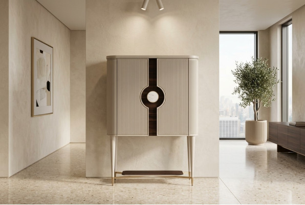 Barschrank Schrank Holzschrank Holz Bar Beige Getränke Design Flaschen