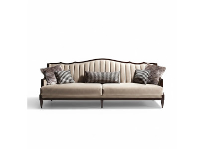 Stoffsofa Sofa 4 Sitzer Grau Polstersofa Viersitzer Luxus Holz Design
