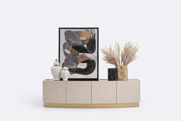 Sideboard Anrichte Schrank Holzschrank Holz Beige Wohnzimmer