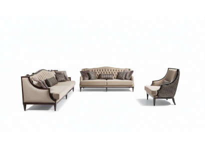 Couchgarnitur Viersitzer Dreisitzer Sessel Grau Stoffsofa Polstersofa