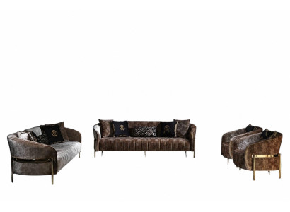 Sofagarnitur Dreisitzer Sessel Beige Stoffsofa Polstersofa Sofa Modern