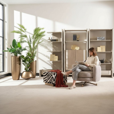 Sessel mit Hocker Ohrensessel Fernsehsessel Polstersessel Grau Zerba
